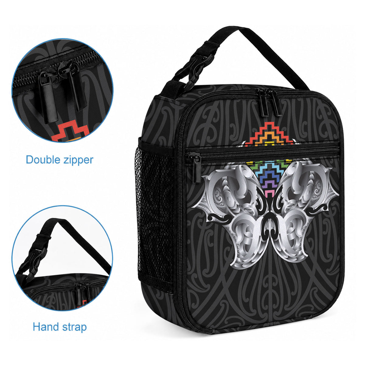 Aotearoa Kowhaiwhai Poutama Rainbow Motif Lunch Bag LT9 - Polynesian Pride