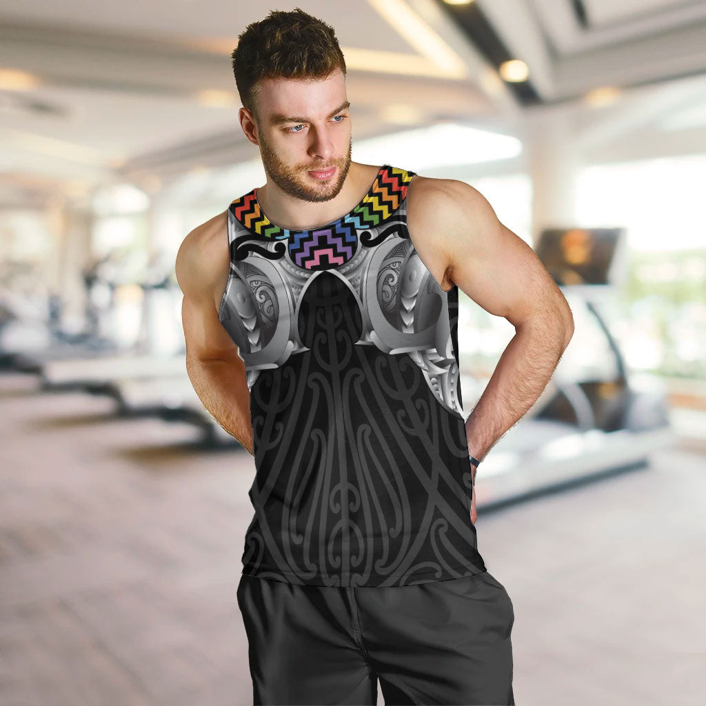 Aotearoa Kowhaiwhai Poutama Rainbow Motif Men Tank Top LT9 Rainbow - Polynesian Pride
