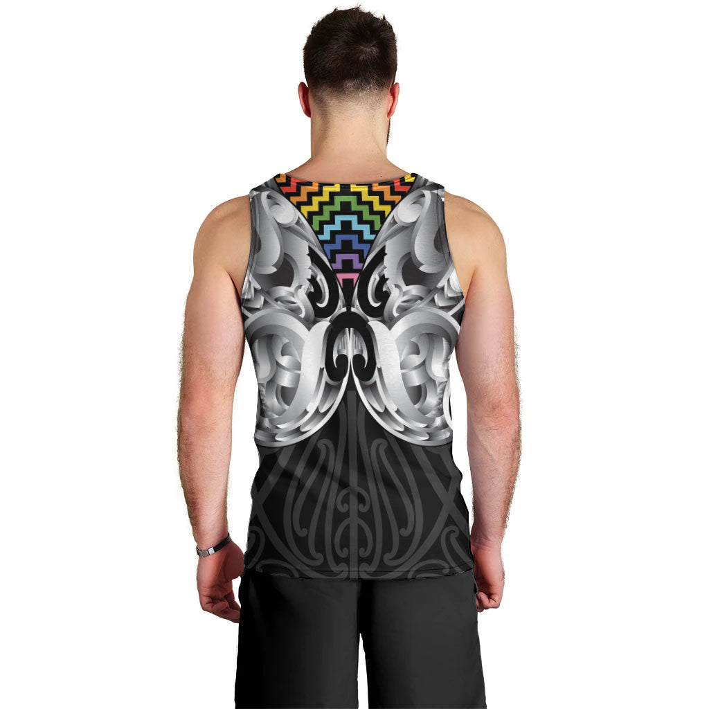 Aotearoa Kowhaiwhai Poutama Rainbow Motif Men Tank Top LT9 - Polynesian Pride