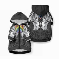 Aotearoa Kowhaiwhai Poutama Rainbow Motif Pet Hoodie LT9 Zip-up Rainbow - Polynesian Pride