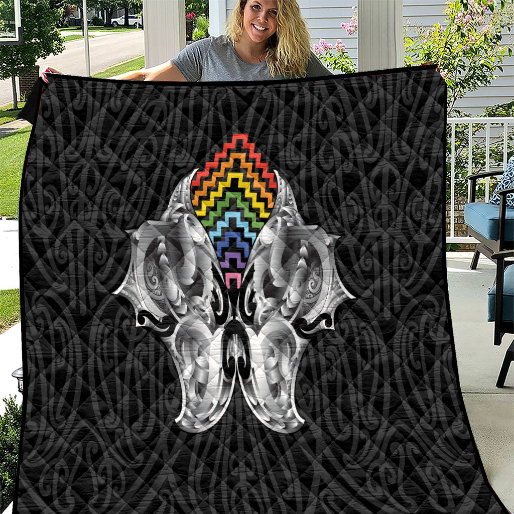 Aotearoa Kowhaiwhai Poutama Rainbow Motif Quilt LT9 Rainbow - Polynesian Pride