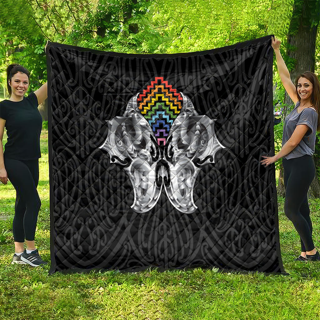 Aotearoa Kowhaiwhai Poutama Rainbow Motif Quilt LT9 - Polynesian Pride