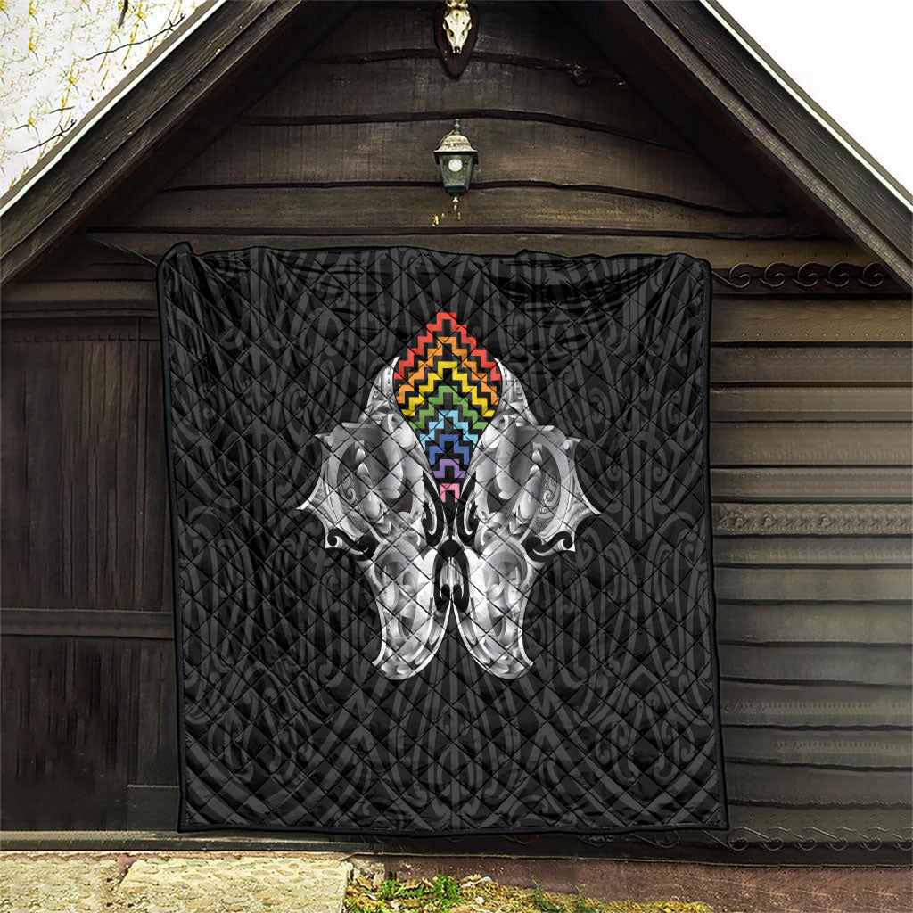 Aotearoa Kowhaiwhai Poutama Rainbow Motif Quilt LT9 - Polynesian Pride