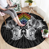 Aotearoa Kowhaiwhai Poutama Rainbow Motif Round Carpet LT9 - Polynesian Pride