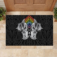 Aotearoa Kowhaiwhai Poutama Rainbow Motif Rubber Doormat LT9 Rainbow - Polynesian Pride