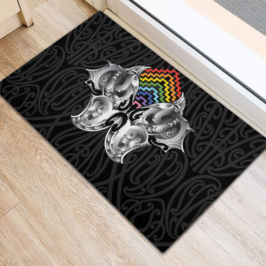 Aotearoa Kowhaiwhai Poutama Rainbow Motif Rubber Doormat LT9 - Polynesian Pride