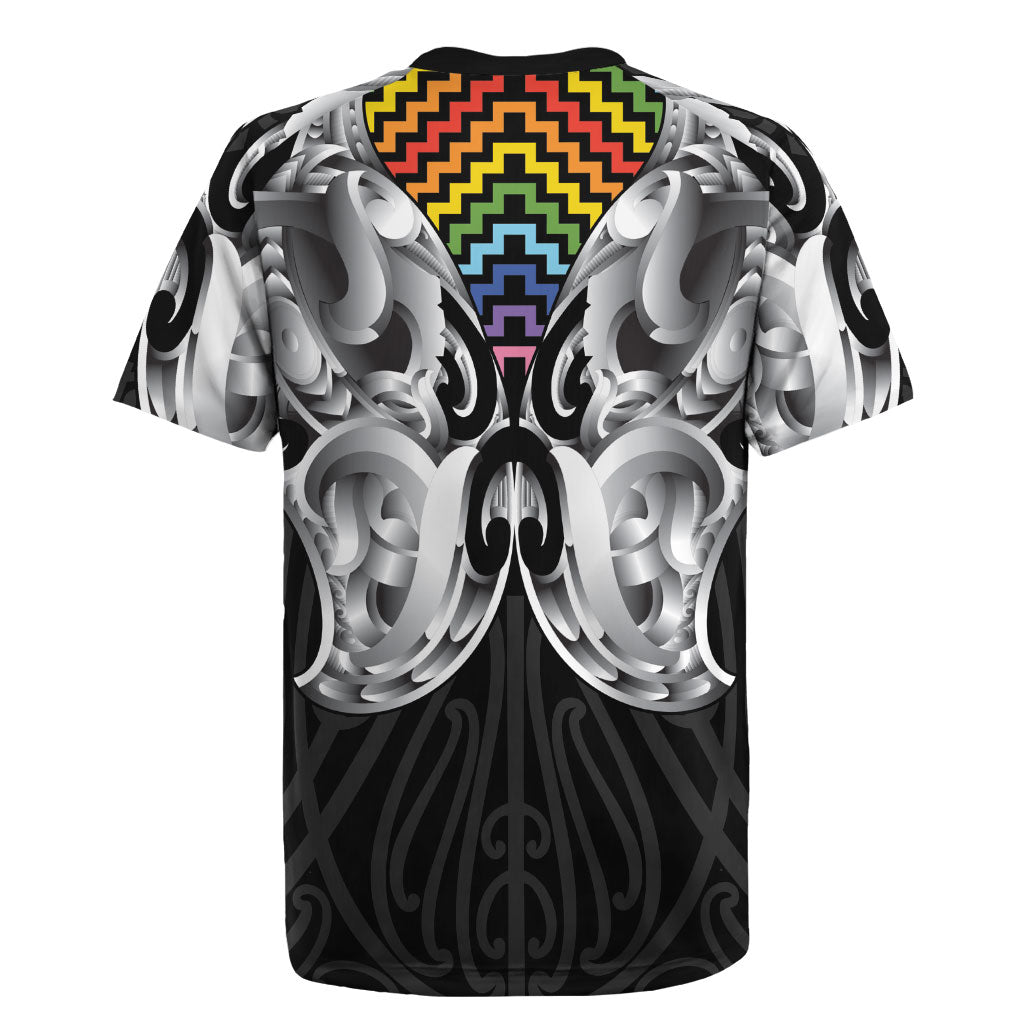 Aotearoa Kowhaiwhai Poutama Rainbow Motif Rugby Jersey LT9 - Polynesian Pride