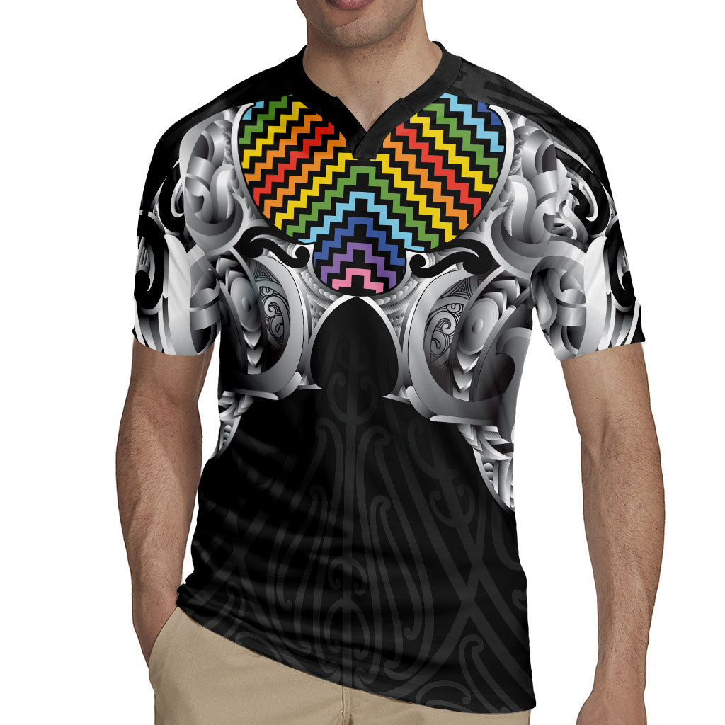 Aotearoa Kowhaiwhai Poutama Rainbow Motif Rugby Jersey LT9 - Polynesian Pride