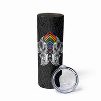 Aotearoa Kowhaiwhai Poutama Rainbow Motif Skinny Tumbler LT9 - Polynesian Pride