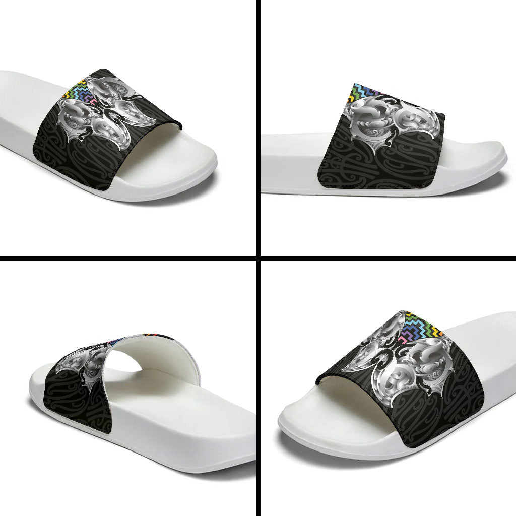 Aotearoa Kowhaiwhai Poutama Rainbow Motif Slide Sandals LT9 - Polynesian Pride