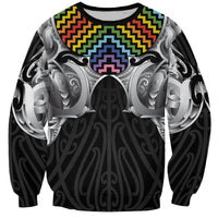 Aotearoa Kowhaiwhai Poutama Rainbow Motif Sweatshirt LT9 Unisex Rainbow - Polynesian Pride