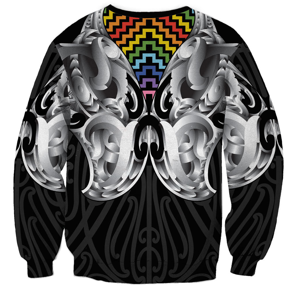 Aotearoa Kowhaiwhai Poutama Rainbow Motif Sweatshirt LT9 - Polynesian Pride