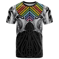 Aotearoa Kowhaiwhai Poutama Rainbow Motif T Shirt LT9 Rainbow - Polynesian Pride