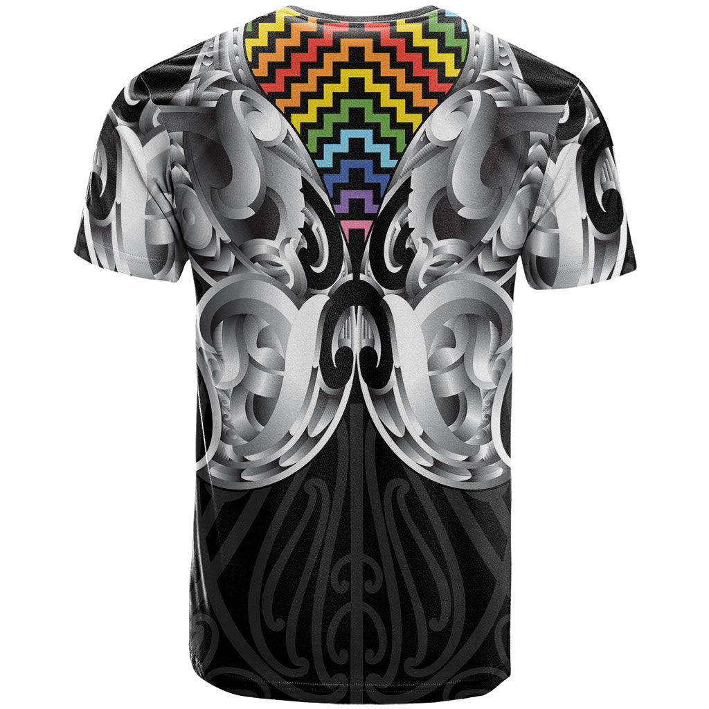 Aotearoa Kowhaiwhai Poutama Rainbow Motif T Shirt LT9 - Polynesian Pride