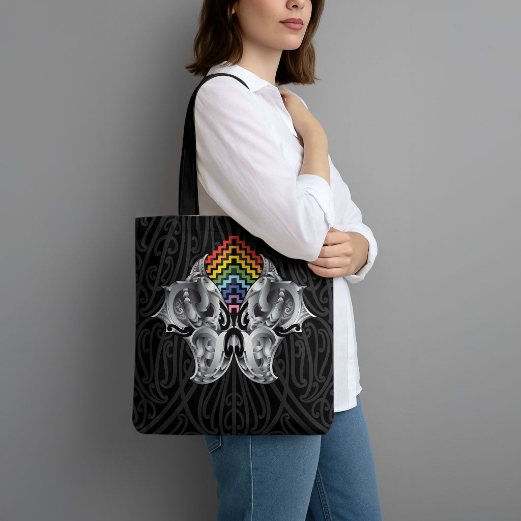 Aotearoa Kowhaiwhai Poutama Rainbow Motif Tote Bag LT9 - Polynesian Pride