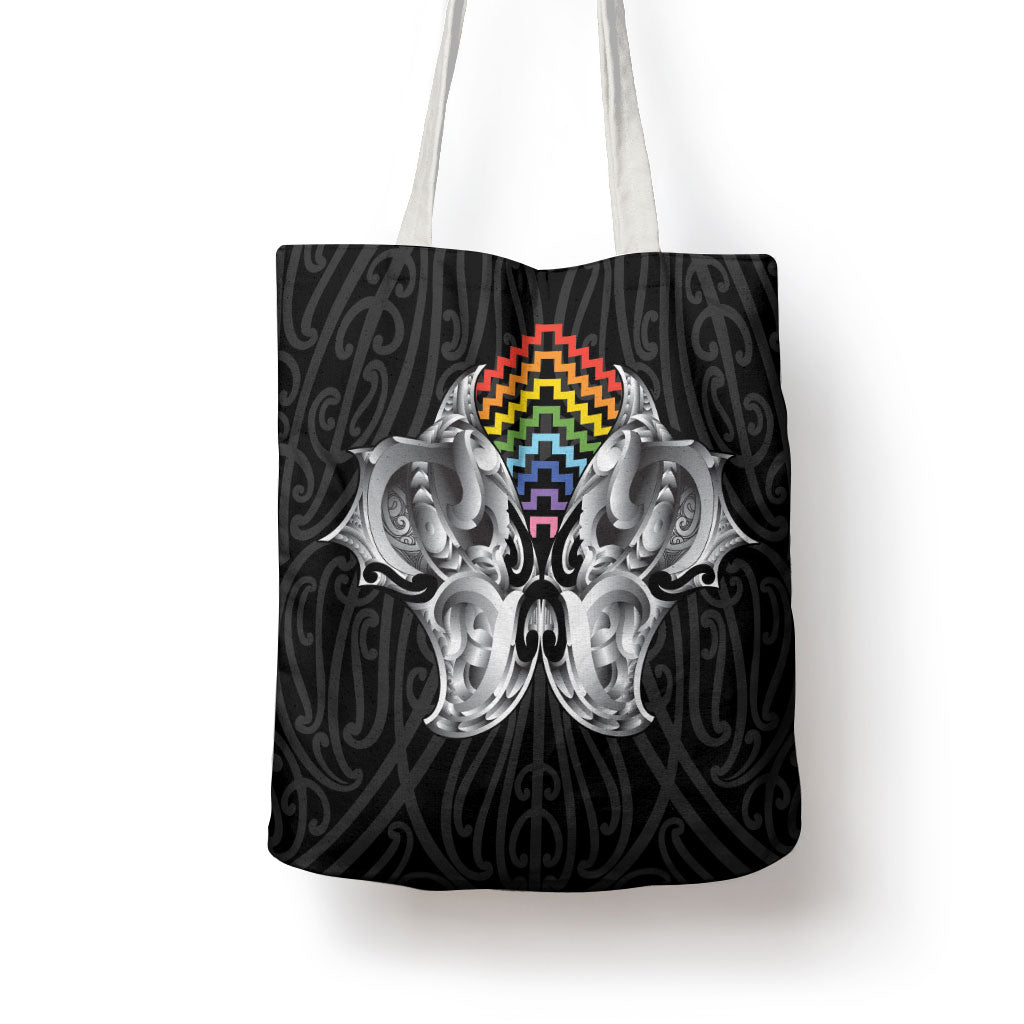 Aotearoa Kowhaiwhai Poutama Rainbow Motif Tote Bag LT9 - Polynesian Pride
