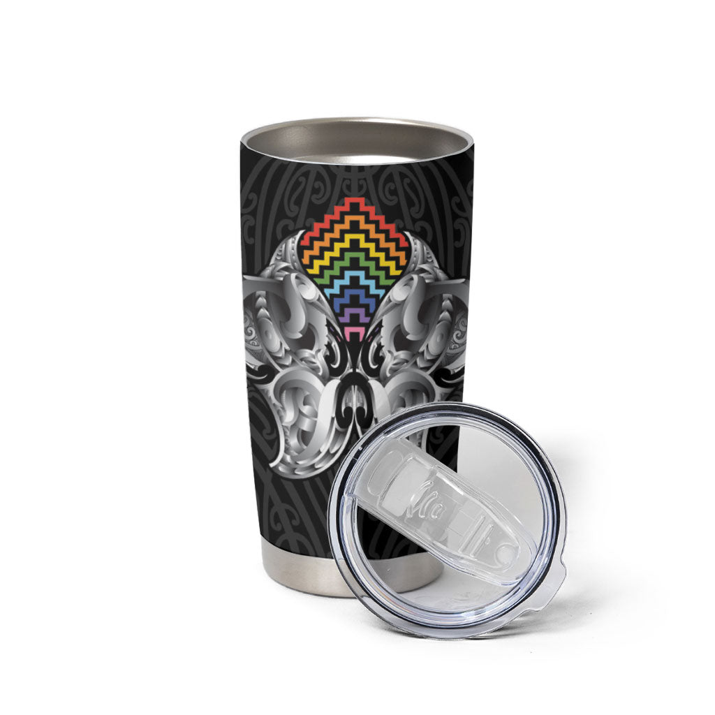 Aotearoa Kowhaiwhai Poutama Rainbow Motif Tumbler Cup LT9 - Polynesian Pride
