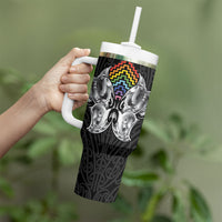 Aotearoa Kowhaiwhai Poutama Rainbow Motif Tumbler With Handle LT9 - Polynesian Pride