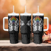Aotearoa Kowhaiwhai Poutama Rainbow Motif Tumbler With Handle LT9 - Polynesian Pride