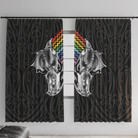Aotearoa Kowhaiwhai Poutama Rainbow Motif Window Curtain LT9 With Hooks Rainbow - Polynesian Pride