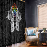 Aotearoa Kowhaiwhai Poutama Rainbow Motif Window Curtain LT9 - Polynesian Pride