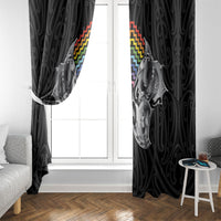 Aotearoa Kowhaiwhai Poutama Rainbow Motif Window Curtain LT9 - Polynesian Pride