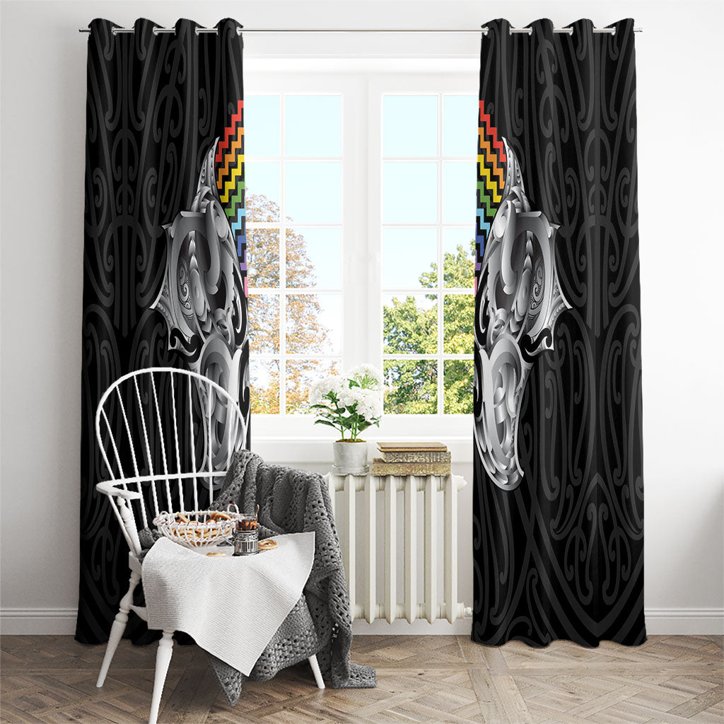 Aotearoa Kowhaiwhai Poutama Rainbow Motif Window Curtain LT9 - Polynesian Pride