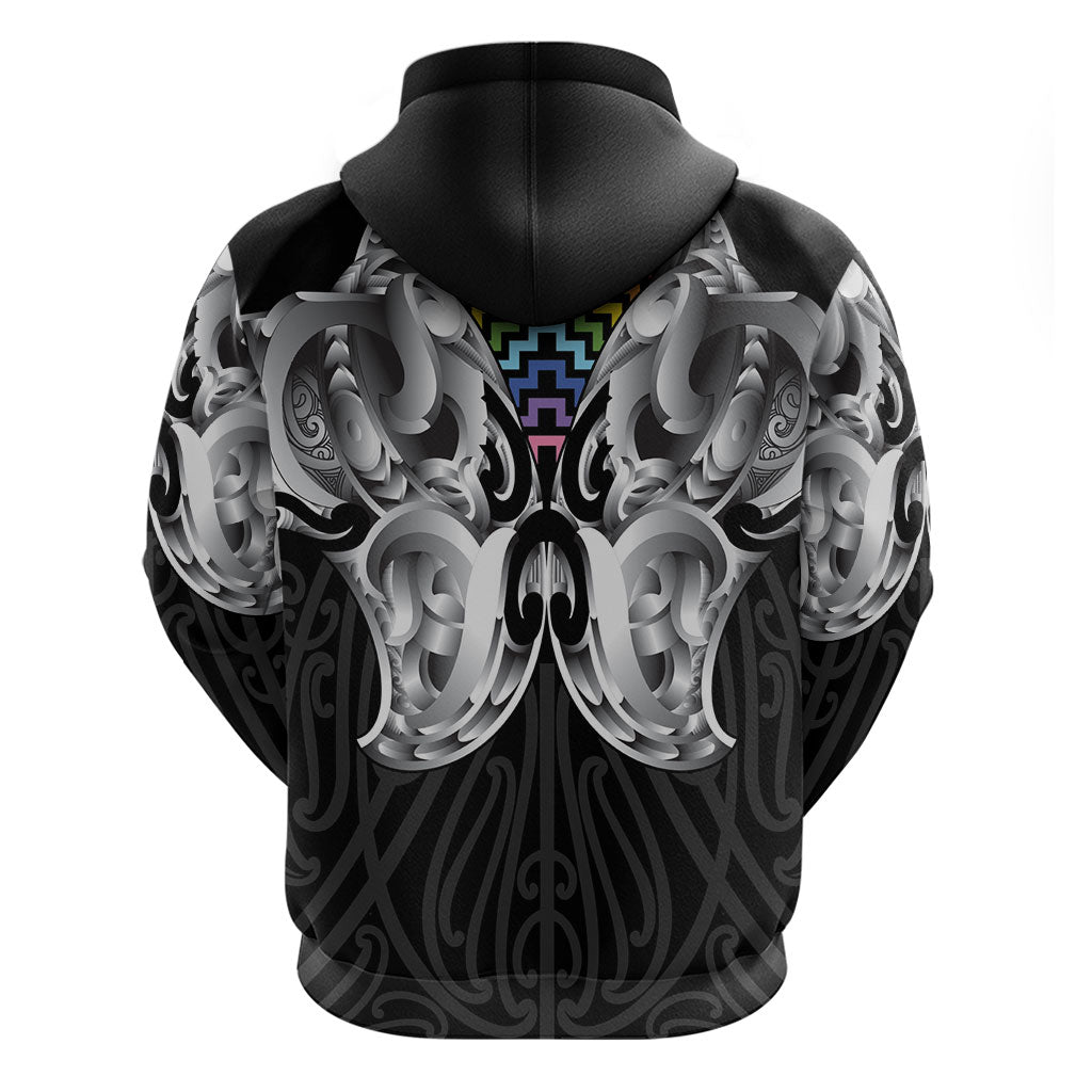 Aotearoa Kowhaiwhai Poutama Rainbow Motif Zip Hoodie LT9 - Polynesian Pride