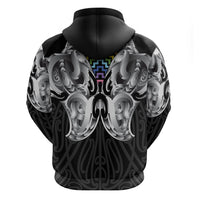 Aotearoa Kowhaiwhai Poutama Rainbow Motif Zip Hoodie LT9 - Polynesian Pride