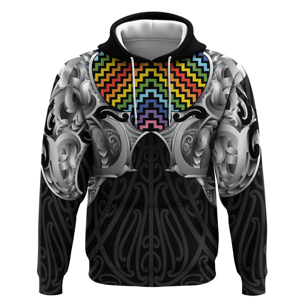 Aotearoa Kowhaiwhai Poutama Rainbow Motif Zip Hoodie LT9 Pullover Hoodie Rainbow - Polynesian Pride
