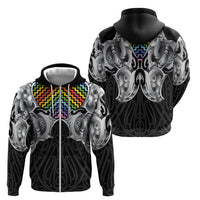 Aotearoa Kowhaiwhai Poutama Rainbow Motif Zip Hoodie LT9 - Polynesian Pride