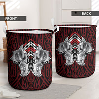 Aotearoa Kowhaiwhai Poutama Red Motif Laundry Basket LT9 - Polynesian Pride