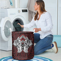Aotearoa Kowhaiwhai Poutama Red Motif Laundry Basket LT9 - Polynesian Pride