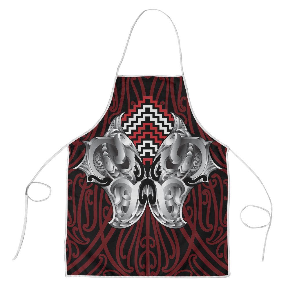 Aotearoa Kowhaiwhai Poutama Red Motif Apron