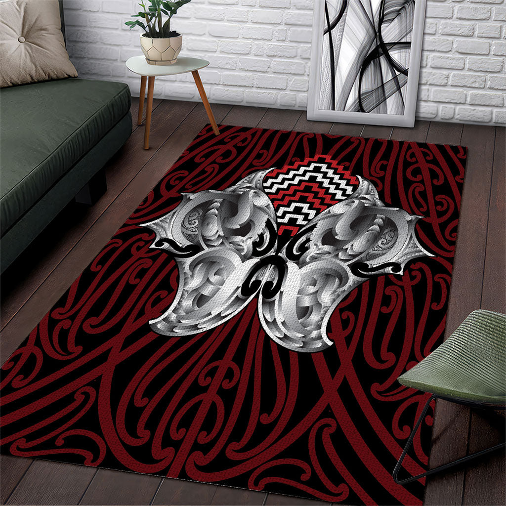 Aotearoa Kowhaiwhai Poutama Red Motif Area Rug LT9 Red - Polynesian Pride