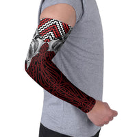 Aotearoa Kowhaiwhai Poutama Red Motif Arm Sleeves LT9 - Polynesian Pride