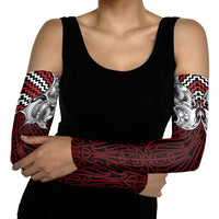 Aotearoa Kowhaiwhai Poutama Red Motif Arm Sleeves LT9 - Polynesian Pride