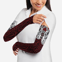 Aotearoa Kowhaiwhai Poutama Red Motif Arm Sleeves LT9 - Polynesian Pride