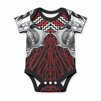 Aotearoa Kowhaiwhai Poutama Red Motif Baby Onesie LT9 Red - Polynesian Pride