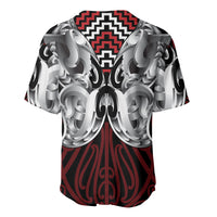 Aotearoa Kowhaiwhai Poutama Red Motif Baseball Jersey LT9 - Polynesian Pride
