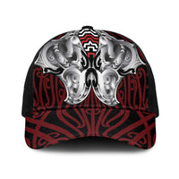 Aotearoa Kowhaiwhai Poutama Red Motif Baseball Net Cap