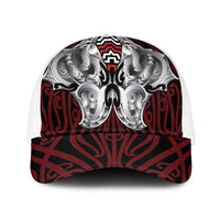 Aotearoa Kowhaiwhai Poutama Red Motif Baseball Net Cap