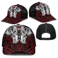 Aotearoa Kowhaiwhai Poutama Red Motif Baseball Net Cap