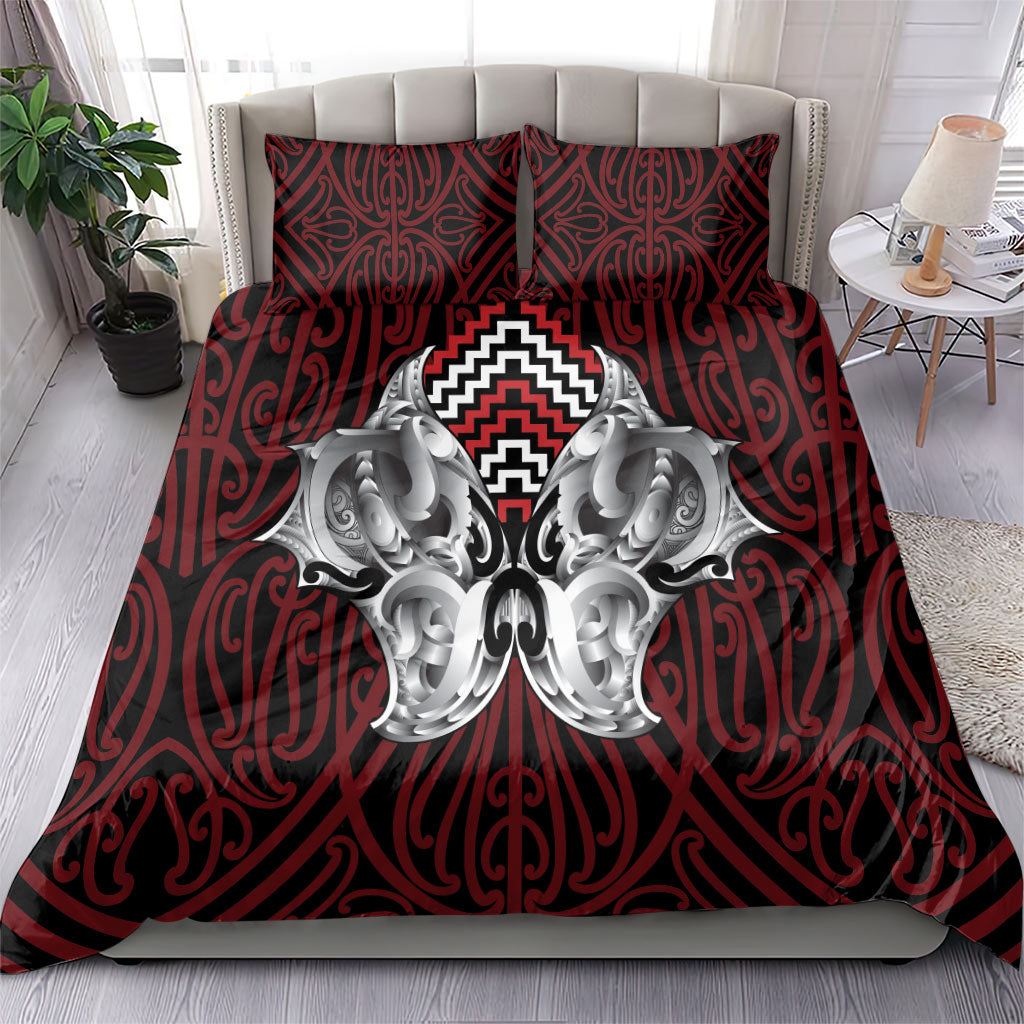 Aotearoa Kowhaiwhai Poutama Red Motif Bedding Set LT9 - Polynesian Pride