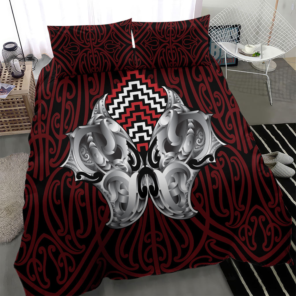 Aotearoa Kowhaiwhai Poutama Red Motif Bedding Set LT9 - Polynesian Pride