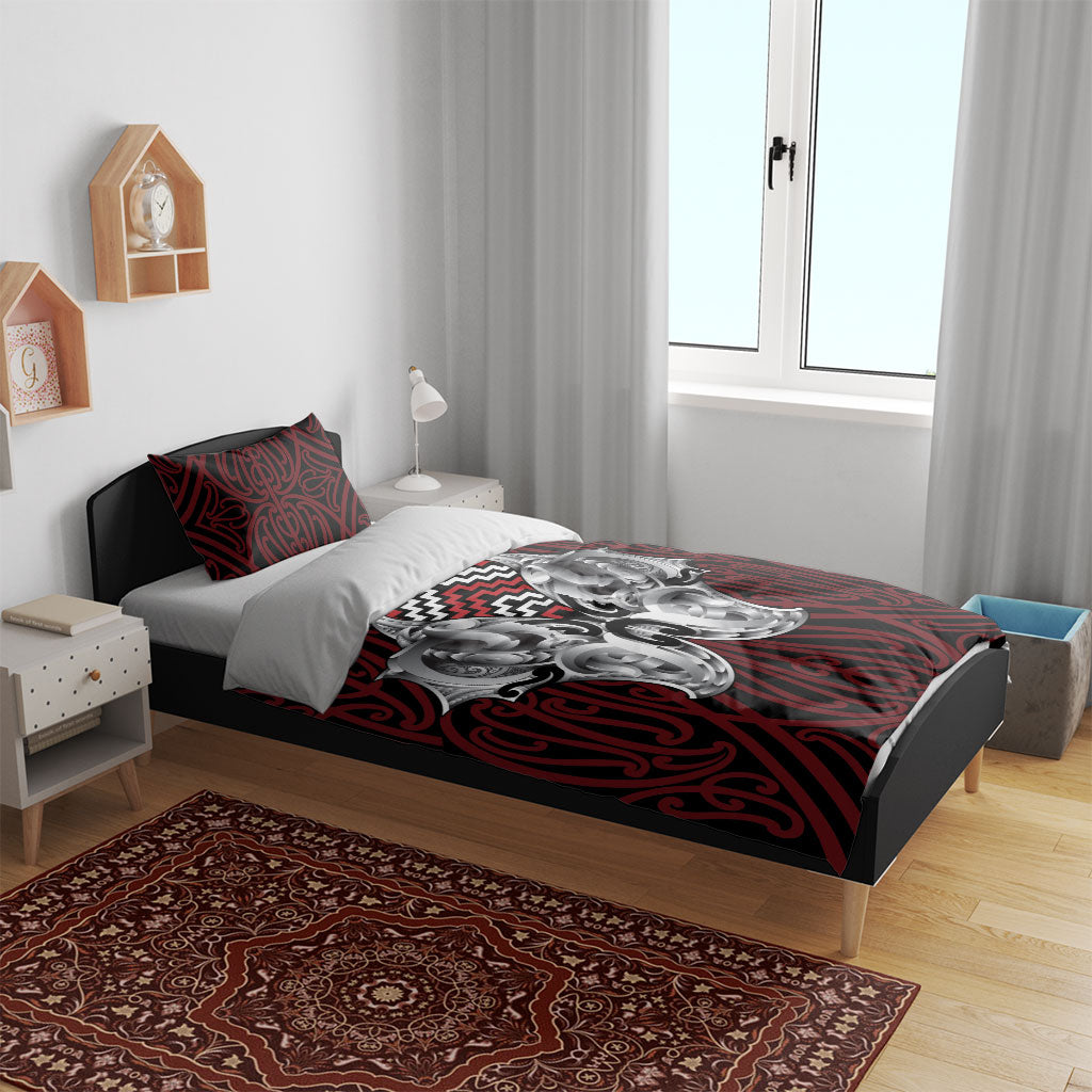 Aotearoa Kowhaiwhai Poutama Red Motif Bedding Set LT9 - Polynesian Pride