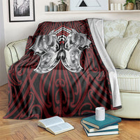 Aotearoa Kowhaiwhai Poutama Red Motif Blanket LT9 Red - Polynesian Pride