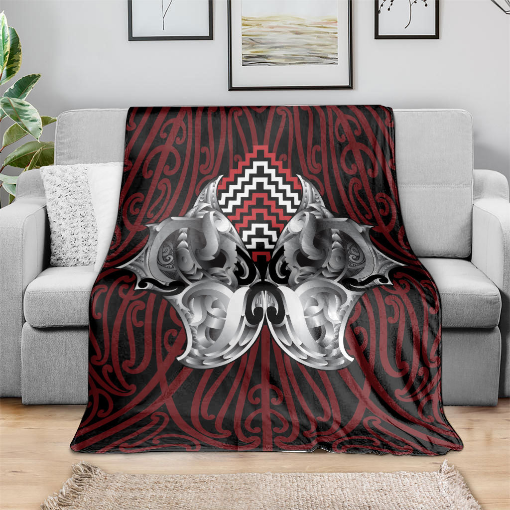 Aotearoa Kowhaiwhai Poutama Red Motif Blanket LT9 - Polynesian Pride