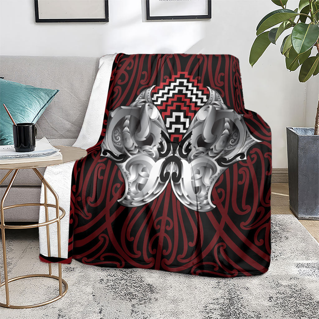 Aotearoa Kowhaiwhai Poutama Red Motif Blanket LT9 - Polynesian Pride