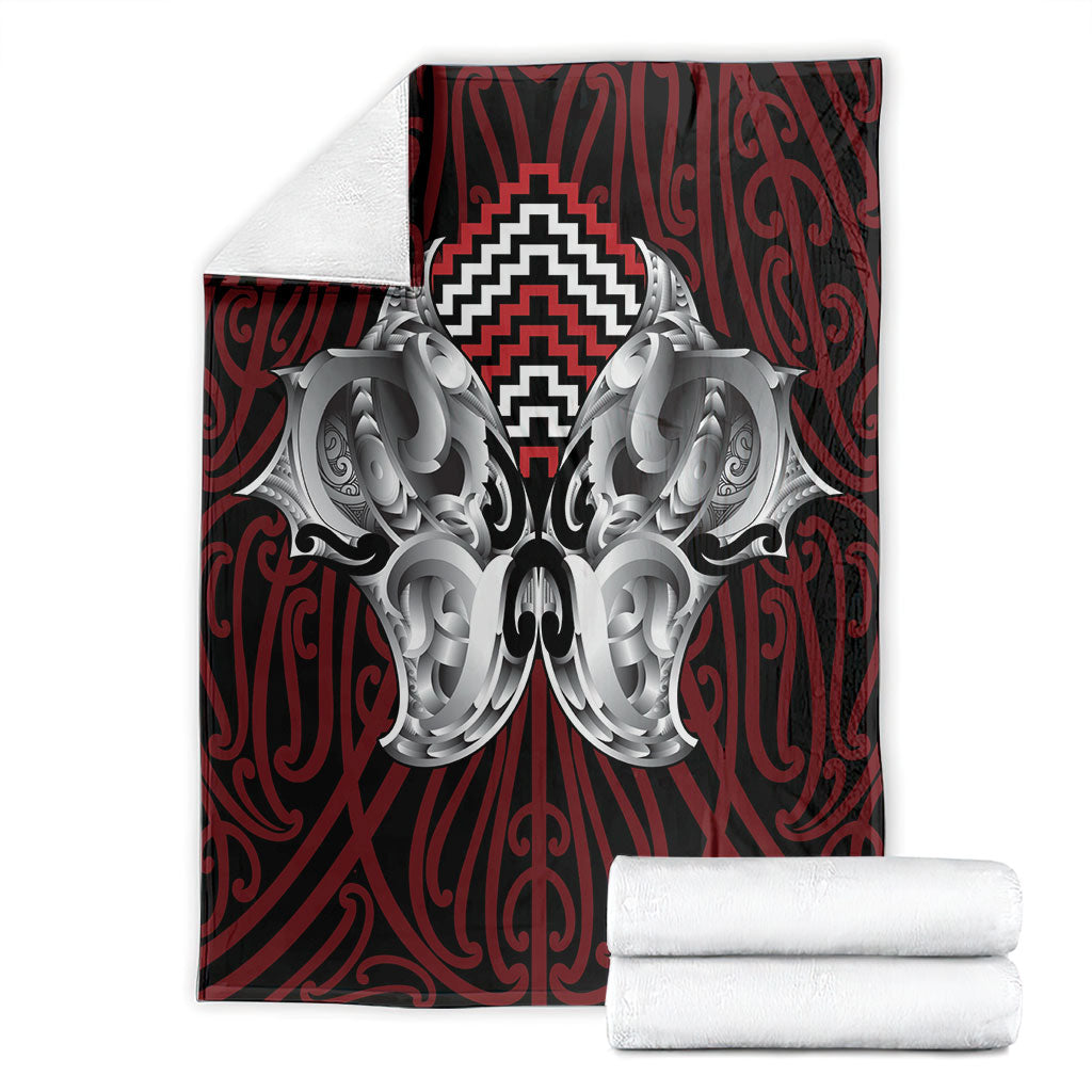Aotearoa Kowhaiwhai Poutama Red Motif Blanket LT9 - Polynesian Pride
